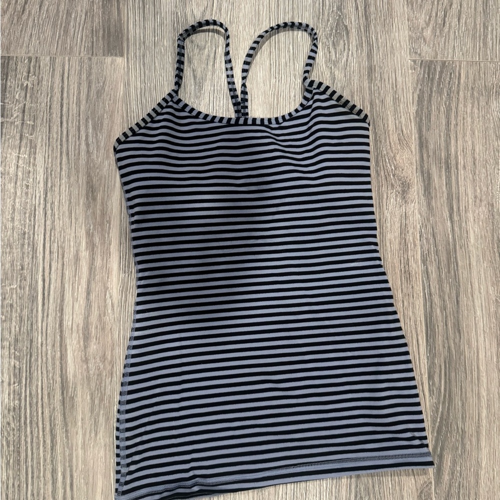 lululemon athletica Black and Gray Striped Camisole